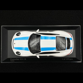 Porsche 911 R type 991 2016 weiß blaue Streifen 1/43 Minichamps 413066276