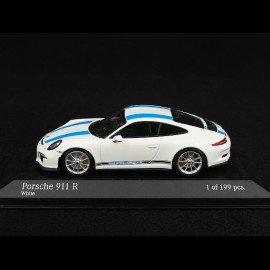 Porsche 911 R type 991 2016 white blue stripes 1/43 Minichamps 413066276