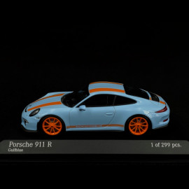 Porsche 911 R type 991 2016 gulf blue orange stripes 1/43 Minichamps 413066262