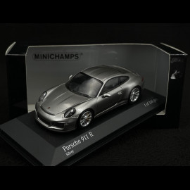 Porsche 911 R type 991 2016 Rhodium Silber metallic schwarze  Seitenband 1/43 Minichamps 410066221