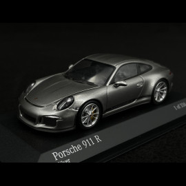 Porsche 911 R type 991 2016 Rhodium Silber metallic schwarze  Seitenband 1/43 Minichamps 410066221