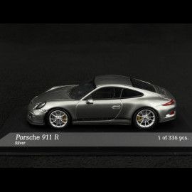 Porsche 911 R type 991 2016 Rhodium Silber metallic schwarze  Seitenband 1/43 Minichamps 410066221