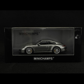 Porsche 911 R type 991 2016 Rhodium Silber metallic schwarze  Seitenband 1/43 Minichamps 410066221