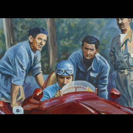 Lancia D50 Poster "Das letzte Konzert von Alberto Ascari" Original Zeichnung von Benjamin Freudenthal