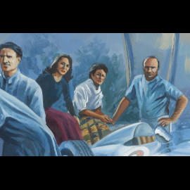 Lancia D50 Poster "Alberto Ascari's Last Recital" Original Drawing by Benjamin Freudenthal