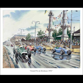 Poster GP Bordeaux 1954 Moss Gonzalez Original Drawing by Benjamin Freudenthal