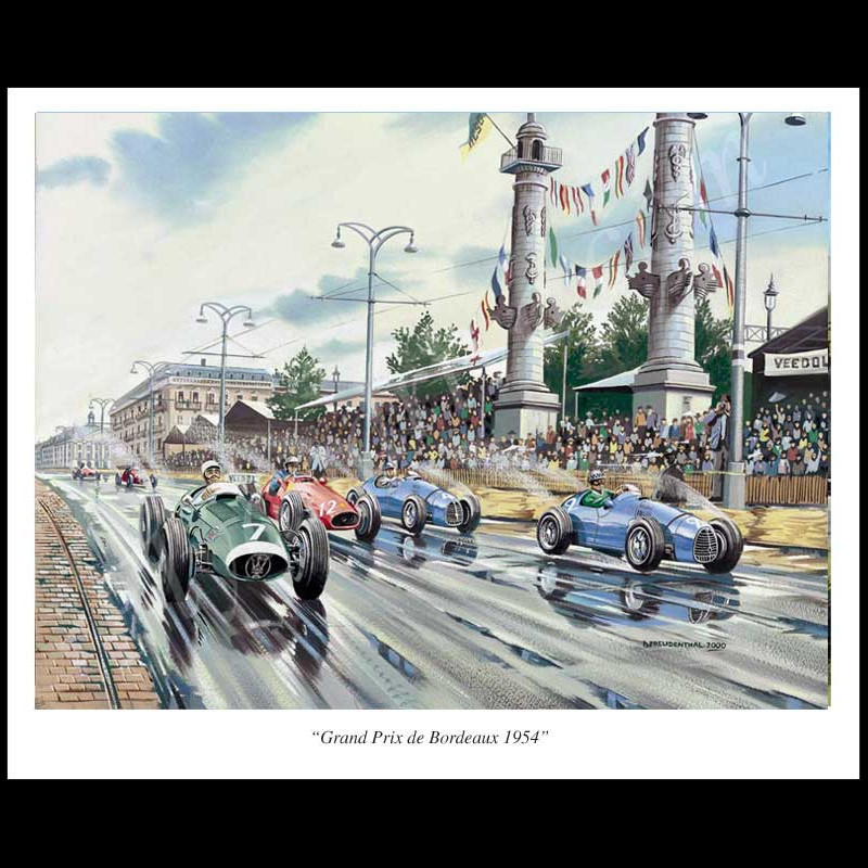 Poster GP Bordeaux 1954 Moss Gonzalez Original Drawing by Benjamin Freudenthal