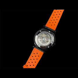 Automatikuhr Pierre Lannier Paddock Hergestellt in Frankreich Lederarmband Schwarz / orange Racing 341A455