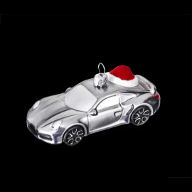 Porsche Weihnachtskugel 911 Turbo mit einer Weihnachtsmütze GT Silber Metallic WAP0500080SWBS