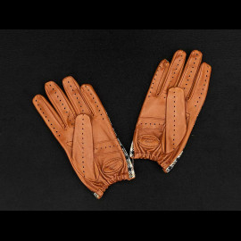 Racing Driving Gloves Pepita / Brown Leather