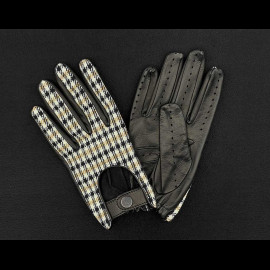 Racing Driving Gloves Racing Pepita / Black Leather