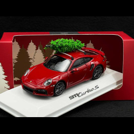 Porsche 911 Turbo S Typ 992 2023 mit Weihnachtsbaum Karminrot 1/43 Minichamps WAP0201630SXMS