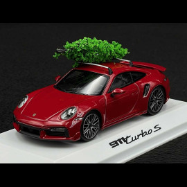 Porsche 911 Turbo S Typ 992 2023 mit Weihnachtsbaum Karminrot 1/43 Minichamps WAP0201630SXMS