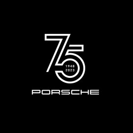 Porsche Aufkleber 75 Jahre 1948 - 2023 für die Innenseite von Gläsern