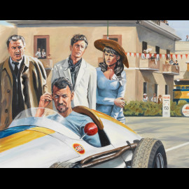 "La Dolce Vita, GP Pescara 1957" original drawing by Benjamin Freudenthal