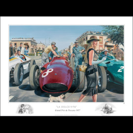 "La Dolce Vita, GP Pescara 1957" original drawing by Benjamin Freudenthal