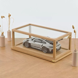 1/12 display case glass and oak for miniatures Premium oak base