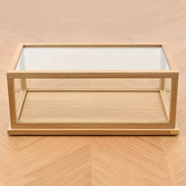 1/12 display case glass and oak for miniatures Premium oak base