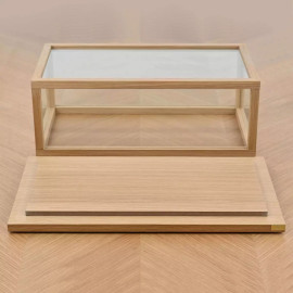 1/12 display case glass and oak for miniatures Premium oak base