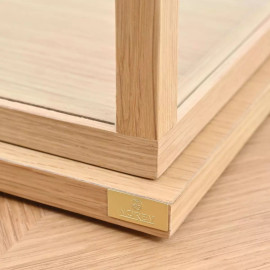 1/12 display case glass and oak for miniatures Premium oak base