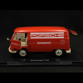 Volkswagen Bulli T1 "Porsche Renndienst" 1963 Rot 1/18 Welly 18053TDA