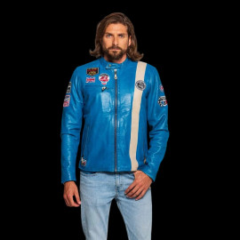 Leather jacket Jean-Pierre Jarier F1 Team blue - men