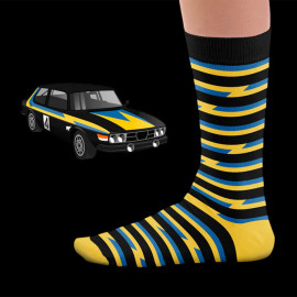 Inspiration Saab 99 Swedish Rally 1979 Socken Schwarz / Gelb / Blau - Unisex - Größe 41/46