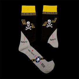 Inspiration Jolly Rogers F-14 Tomcat Socken Grau / Schwarz / Gelb - Unisex - Größe 41/46