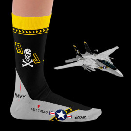 Inspiration Jolly Rogers F-14 Tomcat Socken Grau / Schwarz / Gelb - Unisex - Größe 41/46