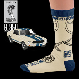 Inspiration Ford Mustang Shelby GT350 Socken Blau / Beige - Unisex - Größe 41/46