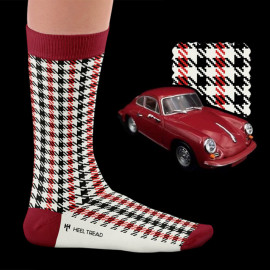 Inspiration Porsche Pepita Recaro Heritage Socken Schwarz / Rot - Unisex - Größe 41/46