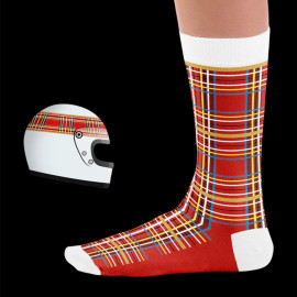 Inspiration Tartan Jackie Stewart Flying Scot Socken Rot / Weiß - Unisex - Größe 41/46