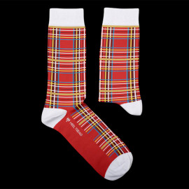 Inspiration Tartan Jackie Stewart Flying Scot Socken Rot / Weiß - Unisex - Größe 41/46