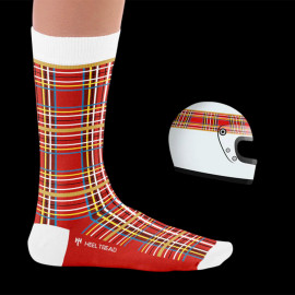 Inspiration Tartan Jackie Stewart Flying Scot Socken Rot / Weiß - Unisex - Größe 41/46