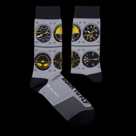 Inspiration Aviation Cockpits Instruments Socken Grau / Schwarz - Unisex - Größe 41/46