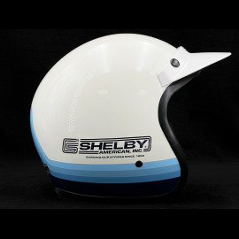 Helm Carroll Shelby Contessa Weiße mit blauen Farbverlaufsstreifen