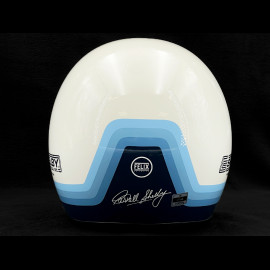 Helm Carroll Shelby Contessa Weiße mit blauen Farbverlaufsstreifen