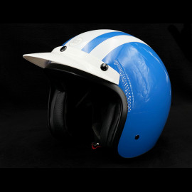 Steve McQueen Helm Inspiriert ISDT 64 Replica Blau mit weißen Streifen