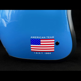 Steve McQueen Helm Inspiriert ISDT 64 Replica Blau mit weißen Streifen