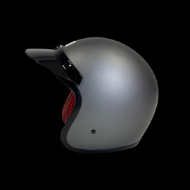 Vintage Helmet Racer Metallic Grey with Red Leather