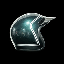 Steve McQueen-inspired Helmet Highland Vintage Green with White Stripes