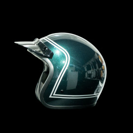 Steve McQueen-inspired Helmet Highland Vintage Green with White Stripes