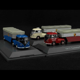 Porsche Set Renntransporter Volkswagen VW T1 Transporteur Rennwagen 1/64 Schuco