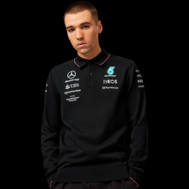 Mercedes-AMG Knitted polo PETRONAS F1 Russel / Antonelli long-sleeved Puma Black 701224811 001 - Men