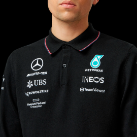 Mercedes-AMG Knitted polo PETRONAS F1 Russel / Antonelli long-sleeved Puma Black 701224811 001 - Men