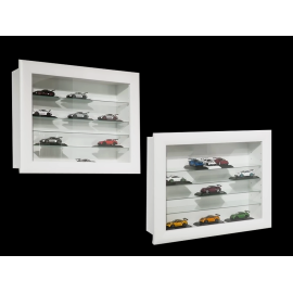 Wall showcase for 8 to 50 Porsche models scale 1/43 1/24 1/18 - White