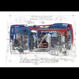 Renault 5 Maxi Turbo 1980 Original Zeichnung von Sébastien Sauvadet
