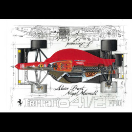 Ferrari F190 641/2 n° 1 Sieger GP Frankreich 1990 Original Zeichnung von Sébastien Sauvadet