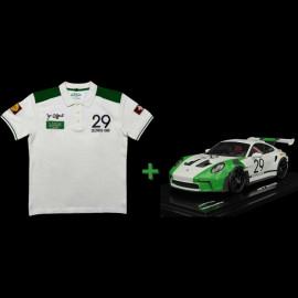 Duo Jo Siffert Polo-Shirt Warson + Porsche 911 GT3 RS Type 992 2024 Tribute to Jo Siffert Weiß / Grün 1/18 Spark WAP0215100SGT3