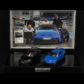 Set of 2 Porsche 911 GT3 Type 992 2021 Shark Blue / Black 1/43 Minichamps 412069200